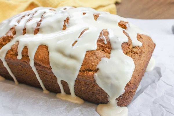 Pumpkin Bread with maple cream icing is the perfect gift for the holidays. It's a moist pumpkin bread that everyone will love. 