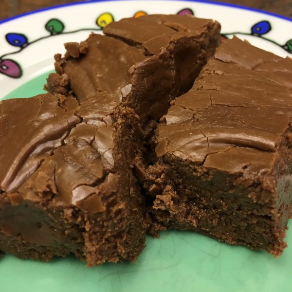 Picture of chocolate fudge on a plate.