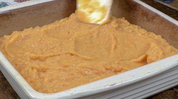 Picture of sweet potato casserole in a dish.