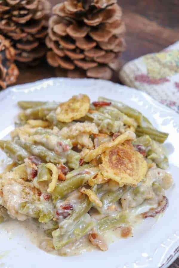 Picture of green bean casserole on a plate