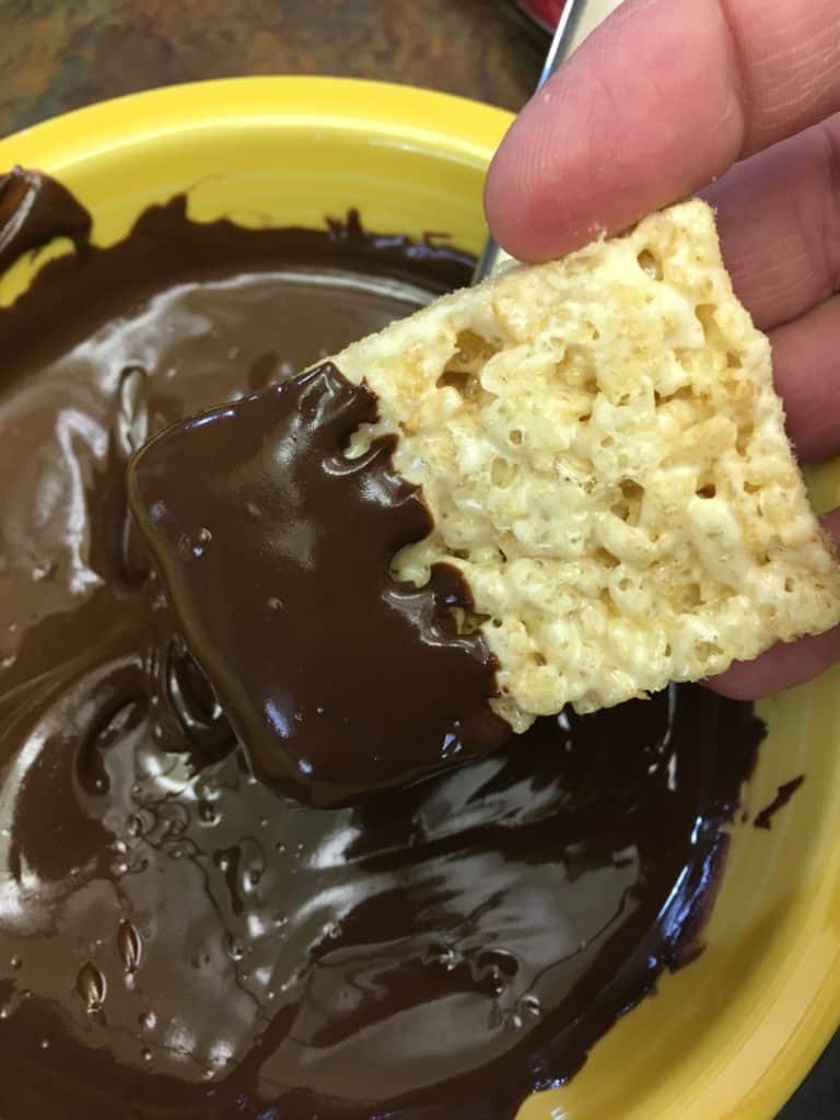 Chocolate-Dipped Rice Crispy Treat Valentine Squares - Back To My Southern Roots