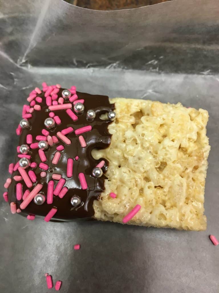 Chocolate-Dipped Rice Crispy Treat Valentine Squares - Back To My Southern Roots