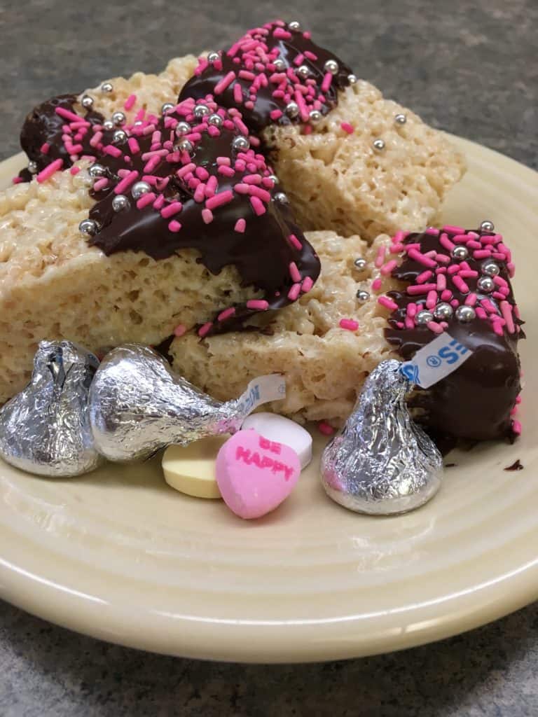 Chocolate-Dipped Rice Crispy Treat Valentine Squares - Back To My Southern Roots