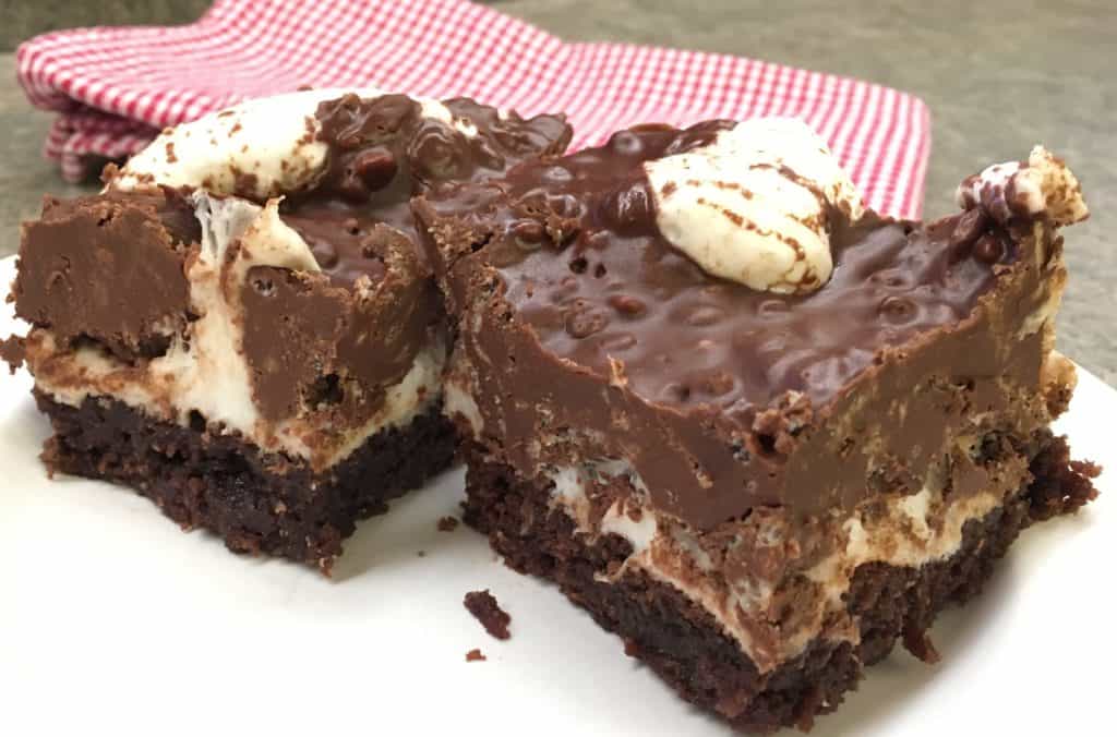 Marshmallow Brownie Bars are so easy to make. The chocolatey chewy combination tastes amazing. Try making these for your next party.