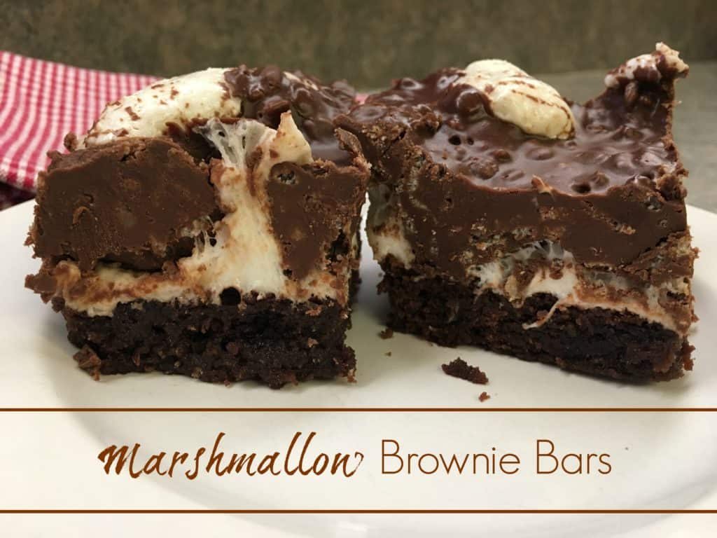 Marshmallow Brownie Bars are so easy to make. The chocolatey chewy combination tastes amazing. Try making these for your next party.