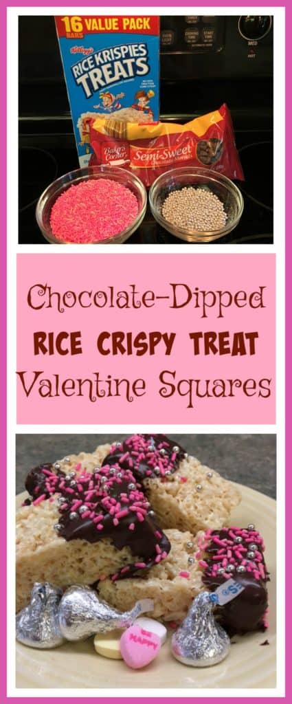 Chocolate-Dipped Rice Crispy Treat Valentine Squares - Back To My Southern Roots