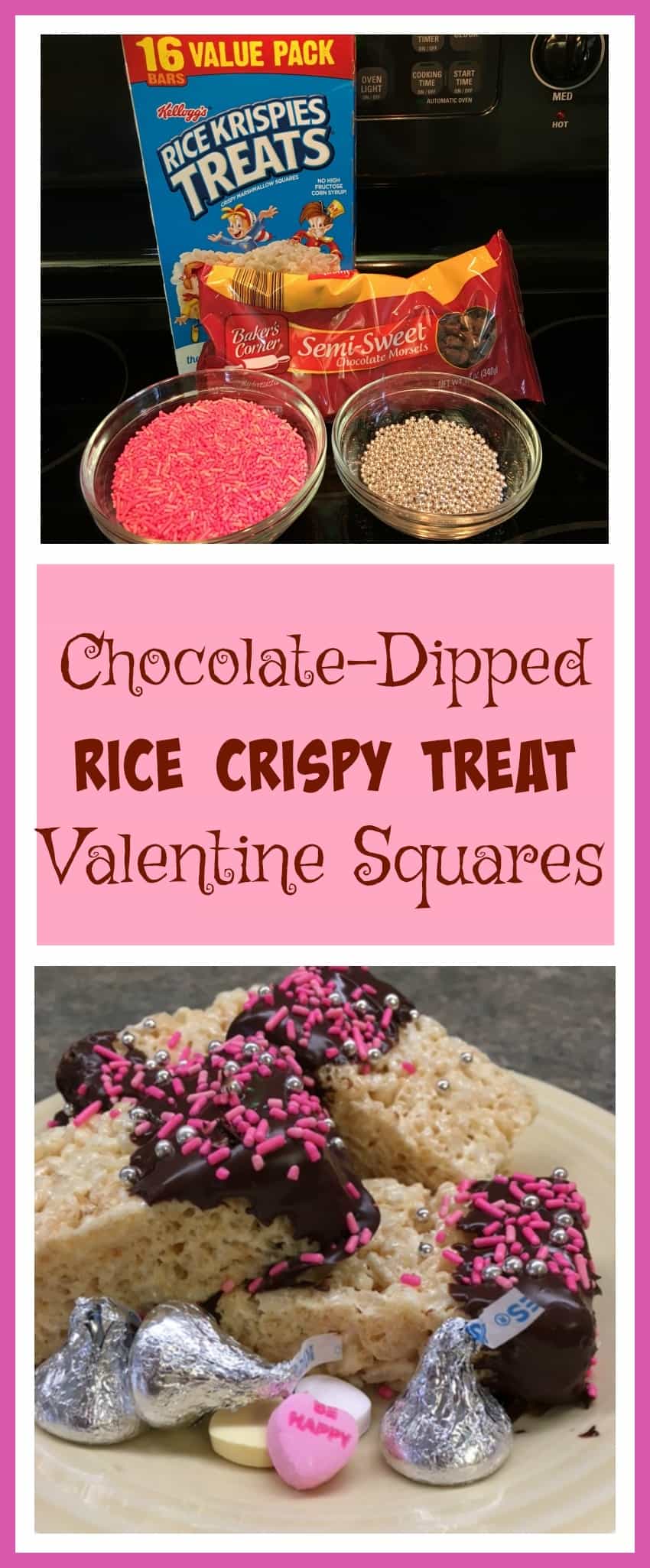 Chocolate-Dipped Rice Crispy Treat Valentine Squares - Back To My Southern Roots