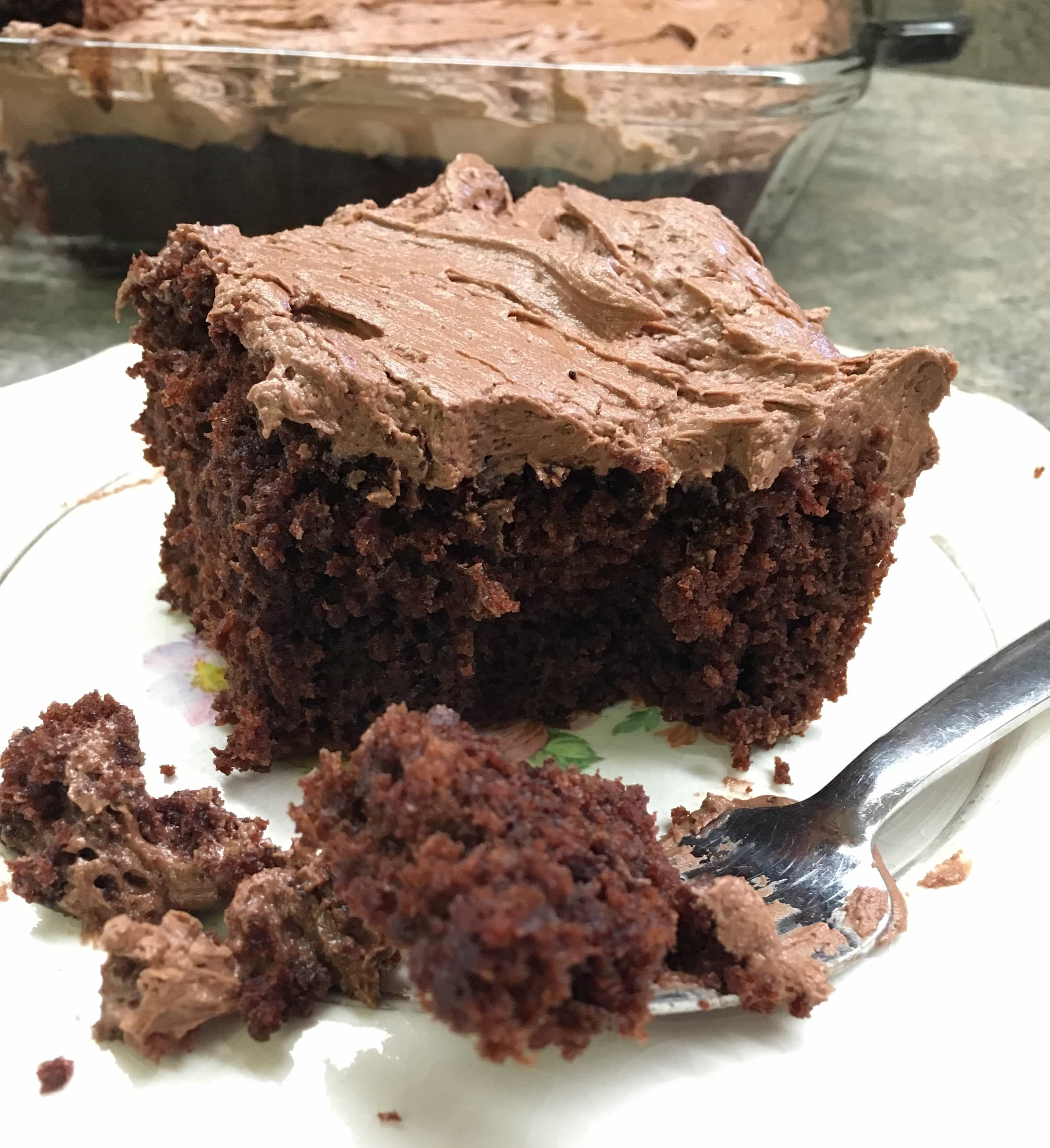 Try this recipe for easy homemade chocolate cake. It's a treat, and it's super simple to make.