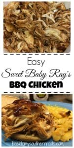 If you're looking for an easy meal for dinner, Sweet Baby Ray's BBQ Chicken is the way to go. Click on the pin and get the recipe.