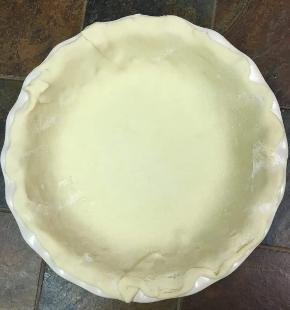 It's easy to make a beef pot pie with frozen ingredients, and two premade pie crusts.