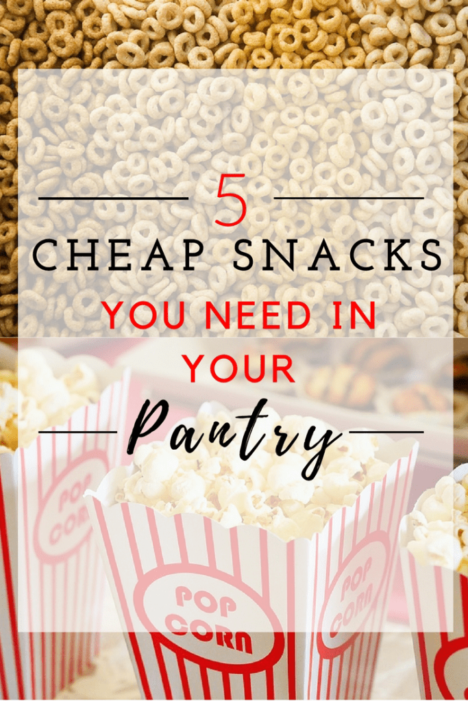 5 Cheap Snacks You Need In Your Pantry. Click on the pin and grab the recipes to some cheap and easy snacks.