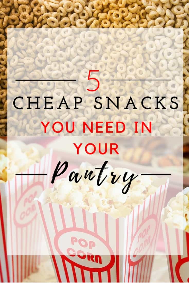 5 Cheap Snacks You Need In Your Pantry. Click on the pin and grab the recipes to some cheap and easy snacks.