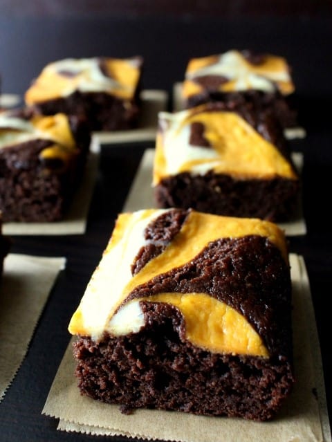 Pumpkin Cheesecake Swirled Brownies - Chocolate with Grace