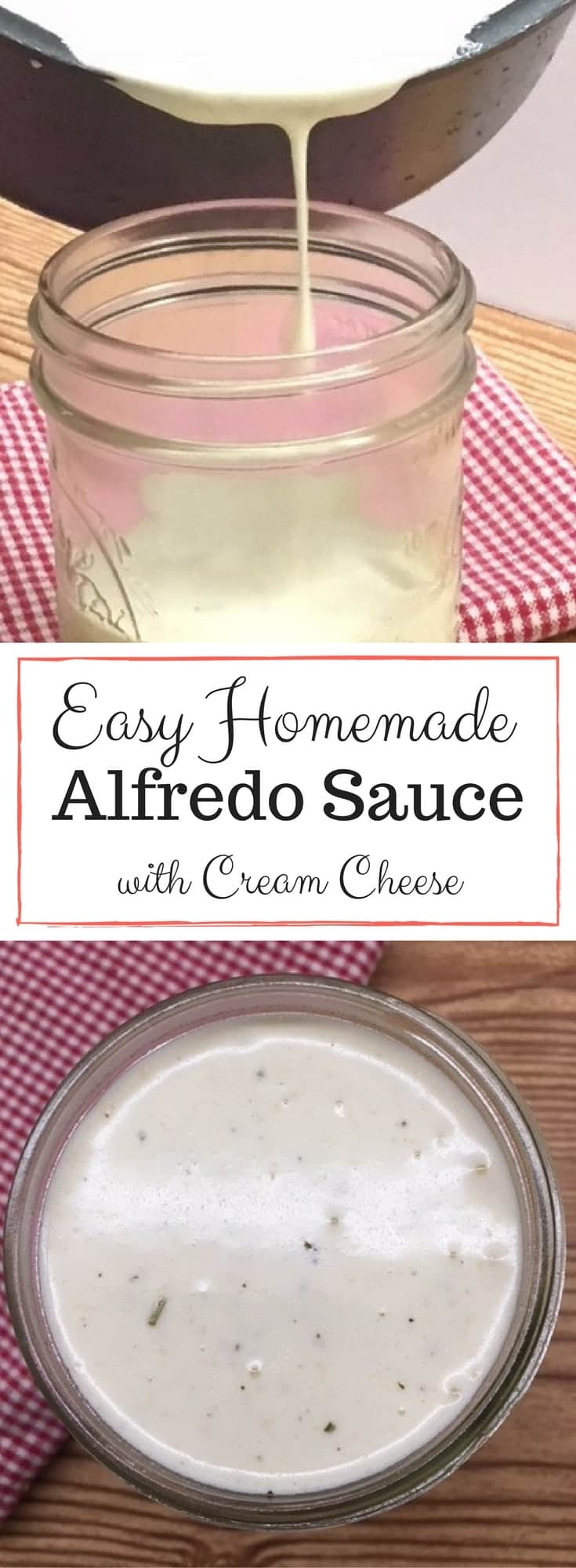 Easy Homemade Alfredo sauce with cream cheese. This is a great recipe if you're in a pinch and need some Alfredo sauce.