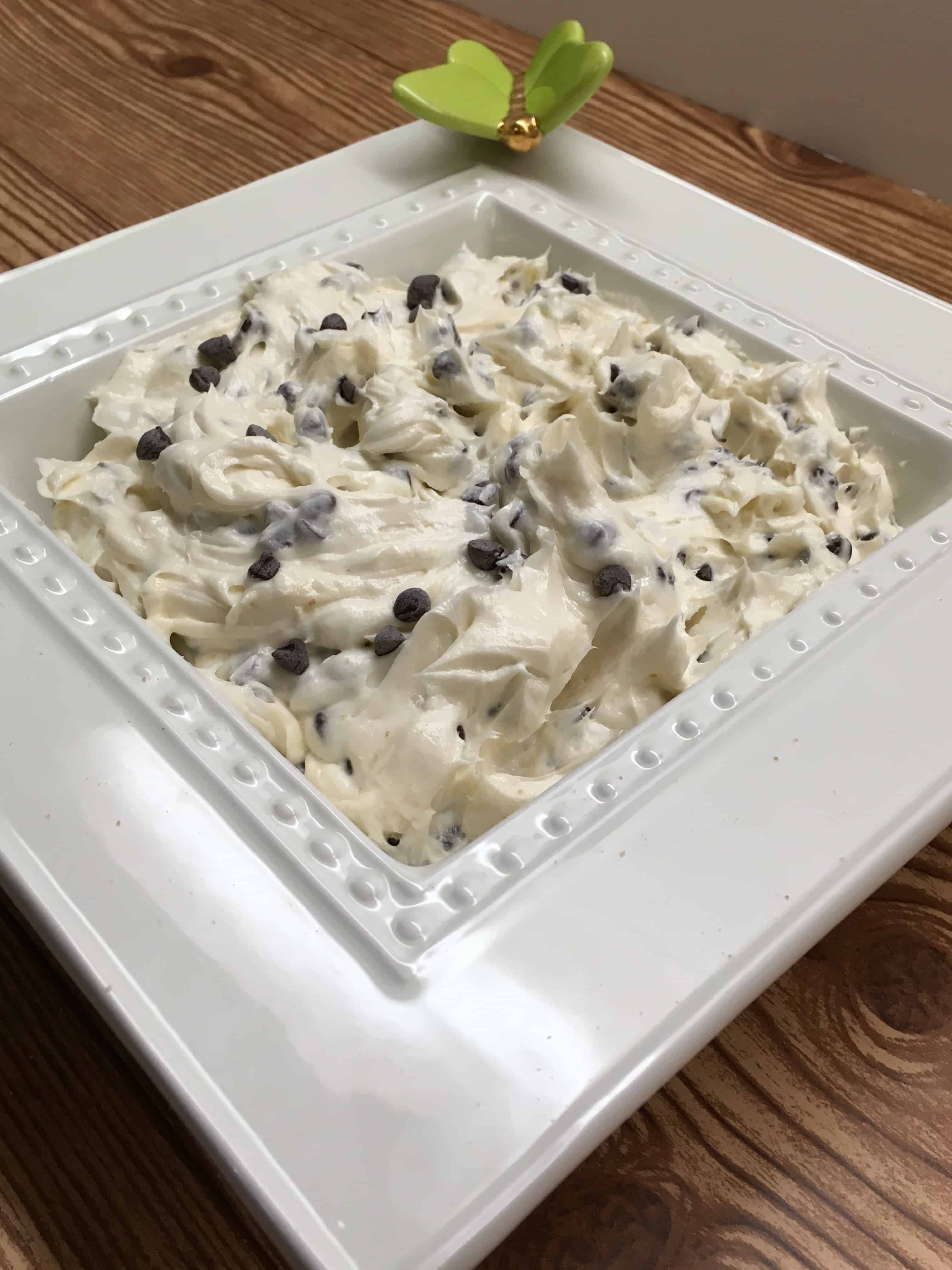 Easy and Creamy Chocolate Chip Party Dip Recipe is easy as pie to make. It is one of the best Christmas holiday recipes. You're sure to be a hit at the party.