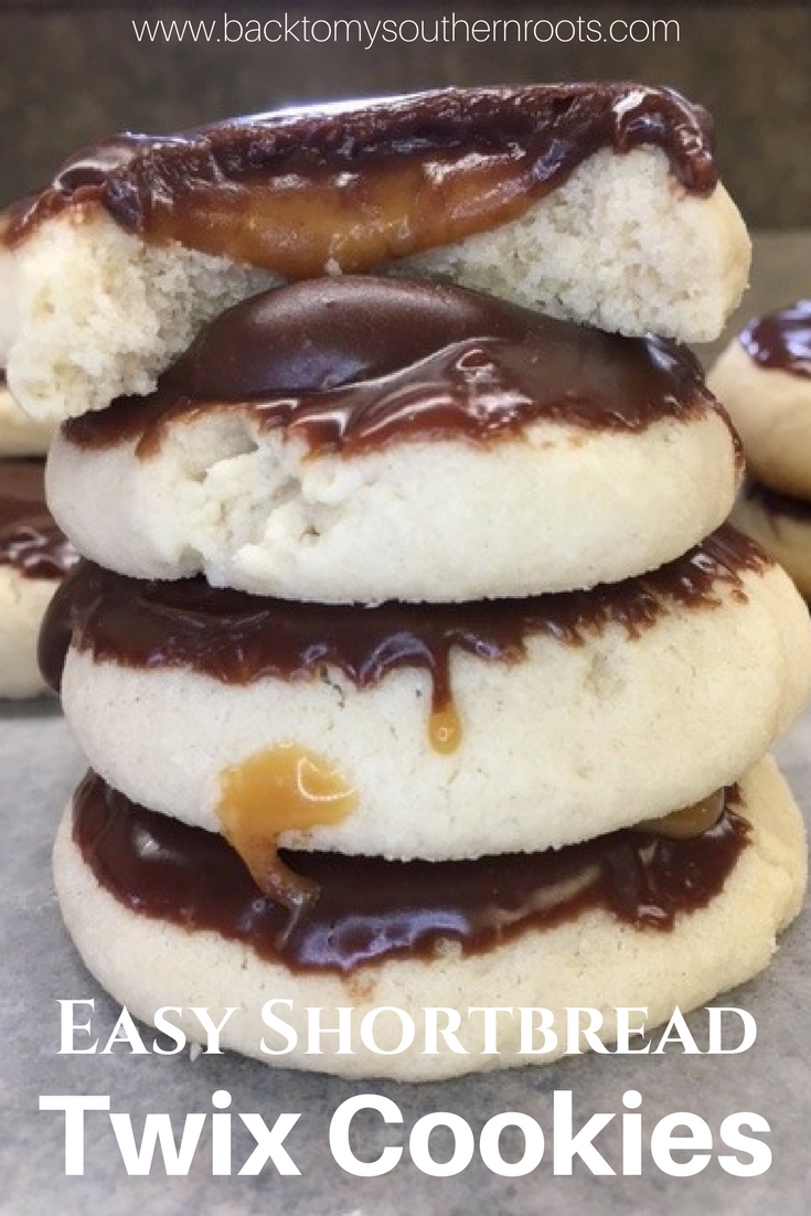 I love Twix candy bars, and I love these easy shortbread Twix Thumbprint Cookies. They taste just like the candy bar and are super easy to make. 