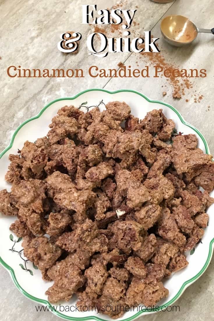 Easy and Quick Cinnamon Candied Pecans are a delicious treat for the Christmas Holiday. I love to set them on the counter for snacks during a party, or as gifts for friends, teachers, and neighbors.