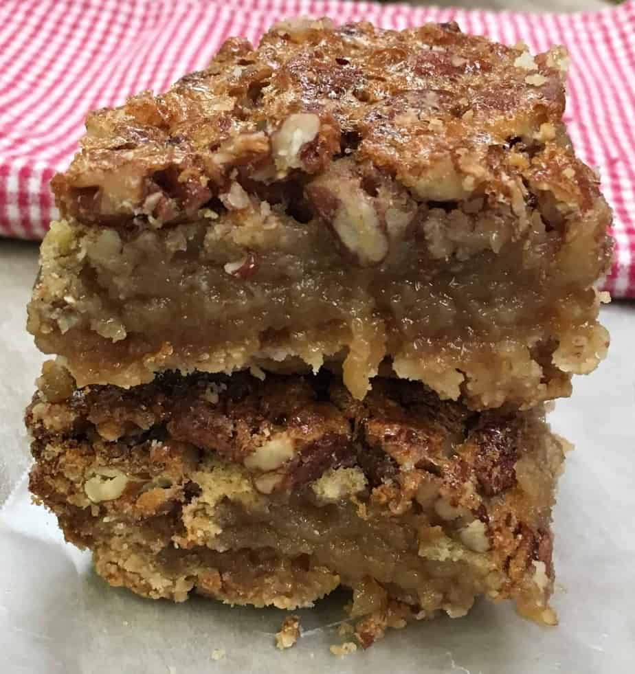 Candied Pecan Dessert Bars are an easy treat to make. The pecan bars are a delicious dessert for any time of the year, but especially the Thanksgiving and Christmas Holidays.