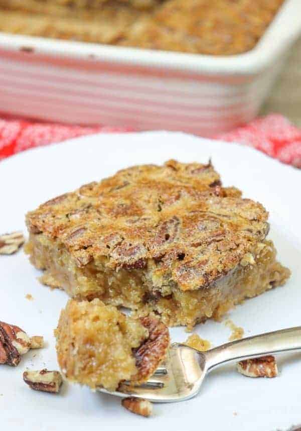 Picture of candied pecan dessert bars on a plate