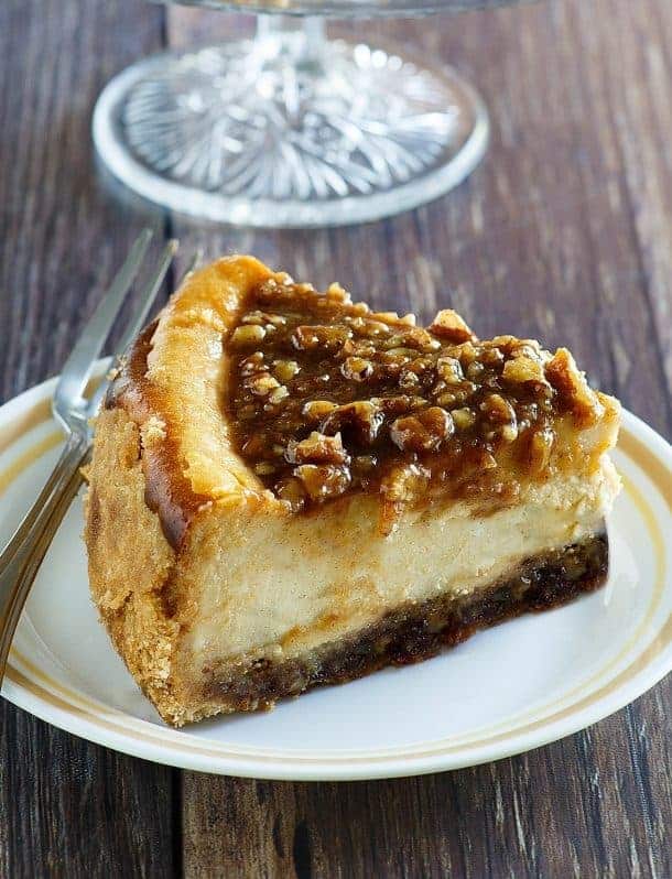 Pecan Pie Cheesecake for Thanksgiving and Christmas desserts