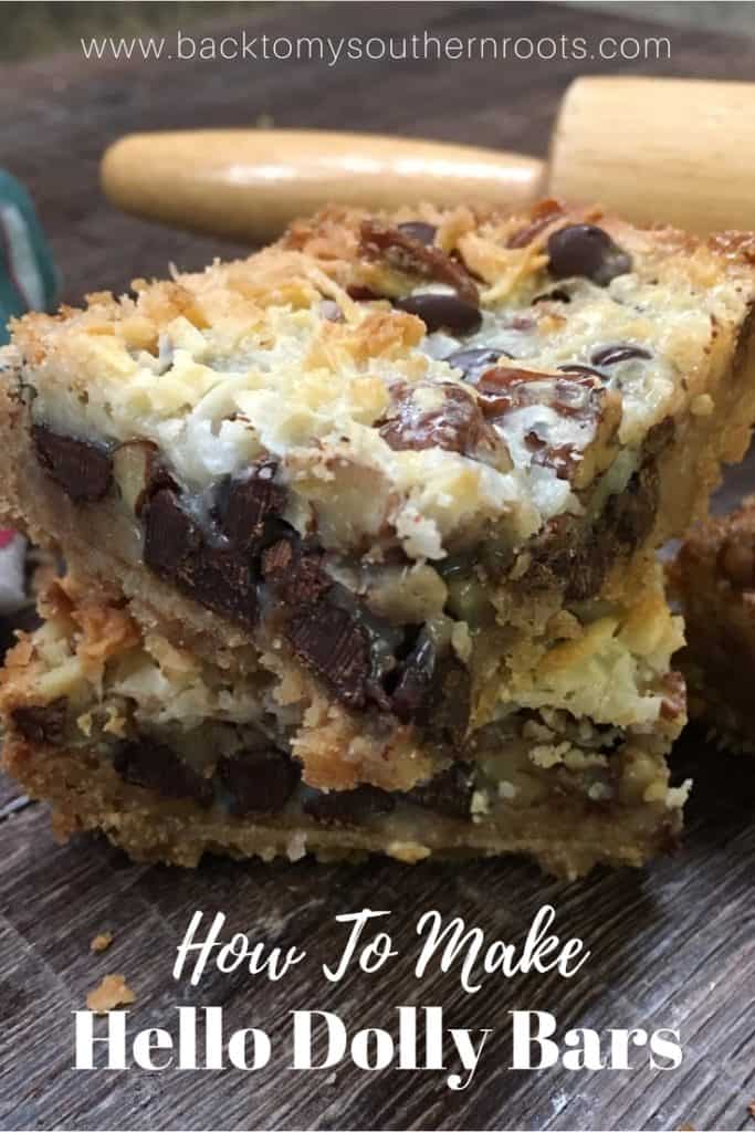 Hello Dolly Bars are one of the best and most delicious desserts that are easy and fun to make. They are a great holiday Christmas treat to take to parties, and share with friends. The combination of chocolate, coconut, chopped pecans, graham crackers, and sweetened condensed milk is going to have everyone lining up to grab one. This is a great how to recipe to help you make delicious bars! 