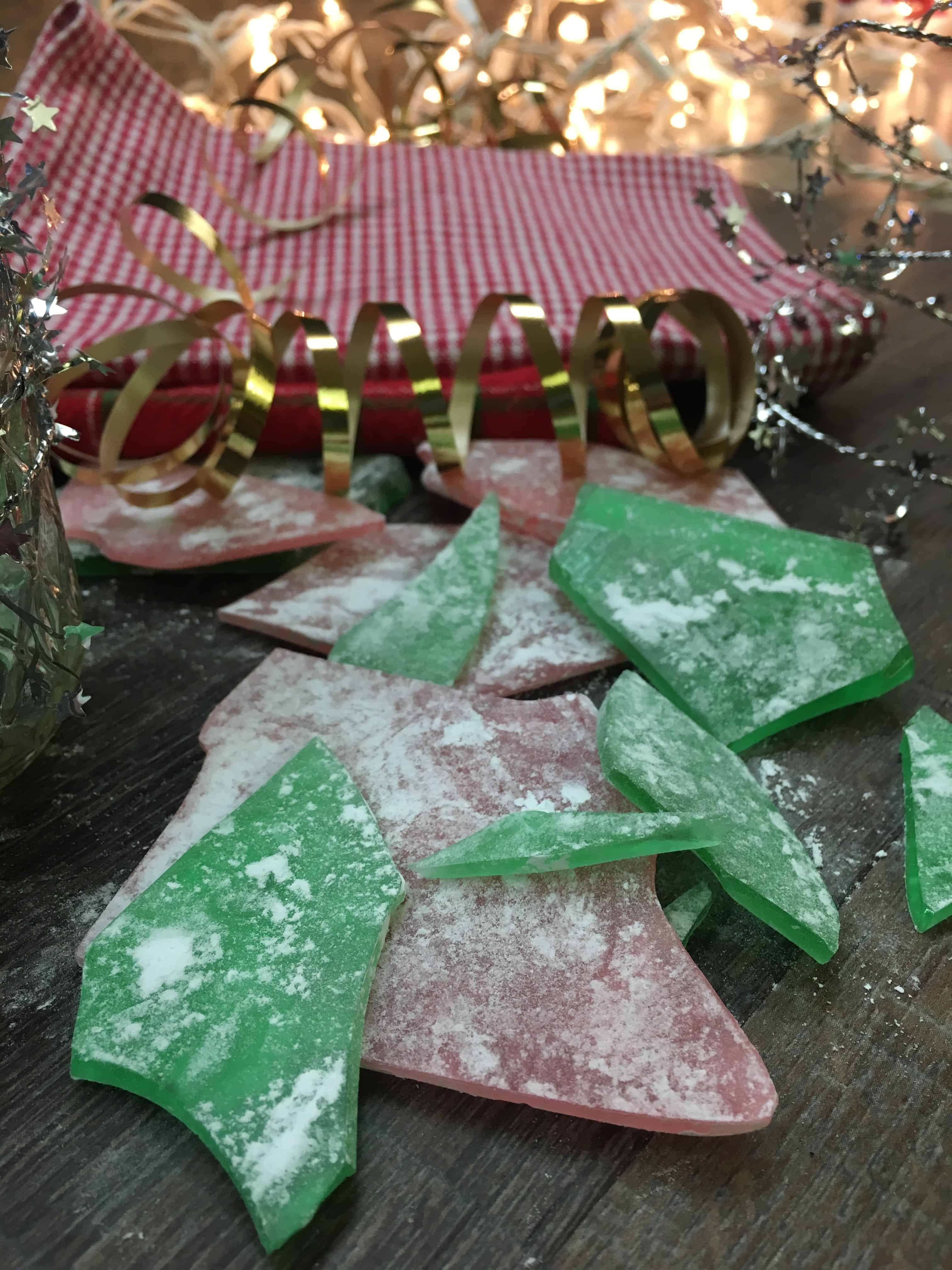 Rock candy, or glass candy, is a favorite holiday Christmas treat that is easy and fun to make. It makes great gifts for friends, family, neighbors, and teachers. It makes a beautiful centerpiece for any table, and you can choose any color to add to the candy.