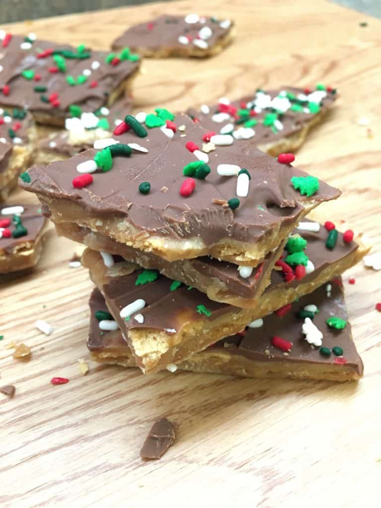 Easy Christmas Crack tastes a lot like Heath bars, with a delicious amount of chocolate on top. You can decorate the top for any holiday, including Christmas, Valentine's day, or any holiday in between. 