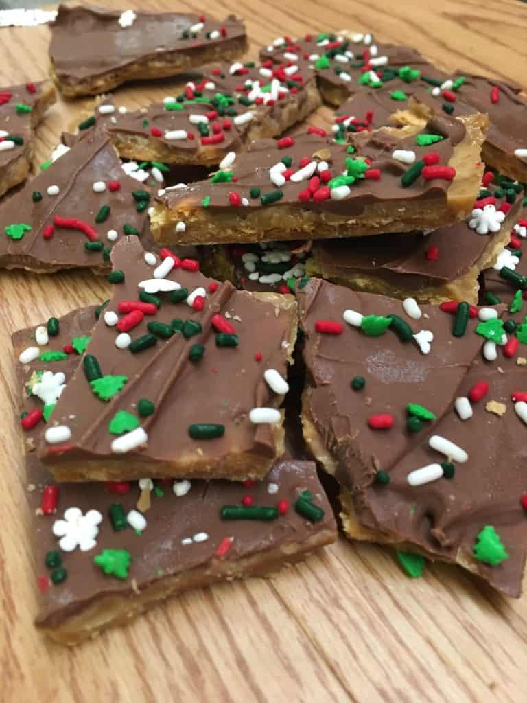 Easy Christmas Crack tastes a lot like Heath bars, with a delicious amount of chocolate on top. You can decorate the top for any holiday, including Christmas, Valentine's day, or any holiday in between. 