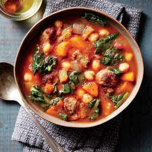 Spicy Sausage and Chickpea Soup - Poinsettia Drive