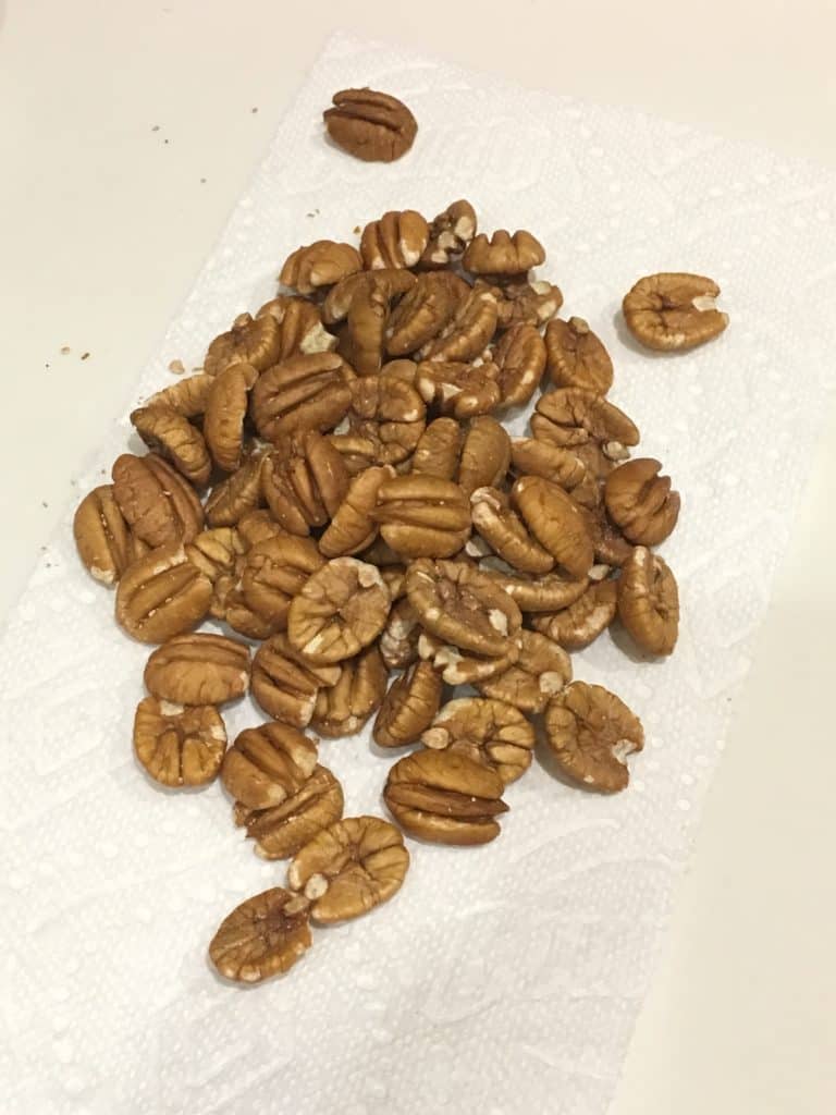 Junior pecans, from Georgia, on a paper towel