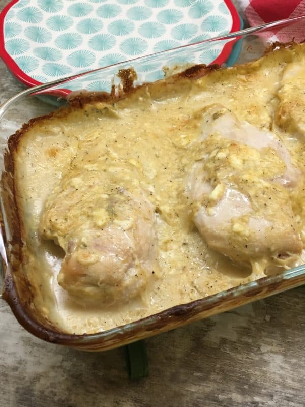 Baked Chicken and Gravy recipe with cream cheese, is an easy and budget-friendly oven meal. It will feed about 4 people. You can add some mashed potatoes on the side for some great comfort food. This is a great dinner for a cold winter night.