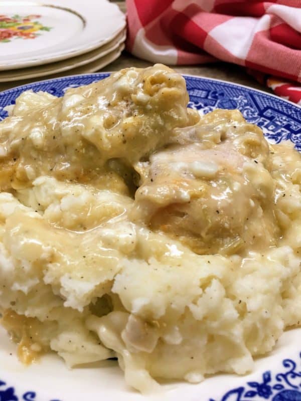 Baked Chicken and Gravy recipe with cream cheese, is an easy and budget-friendly oven meal. It will feed about 4 people. You can add some mashed potatoes on the side for some great comfort food. This is a great dinner for a cold winter night.