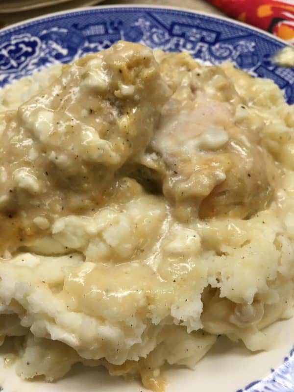 Baked Chicken and Gravy recipe with cream cheese, is an easy and budget-friendly oven meal. It will feed about 4 people. You can add some mashed potatoes on the side for some great comfort food. This is a great dinner for a cold winter night. 