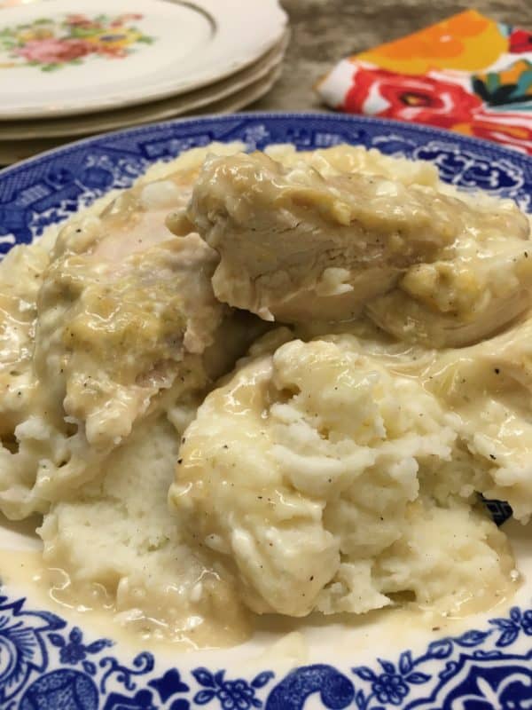 Baked Chicken and Gravy recipe with cream cheese, is an easy and budget-friendly oven meal. It will feed about 4 people. You can add some mashed potatoes on the side for some great comfort food. This is a great dinner for a cold winter night.