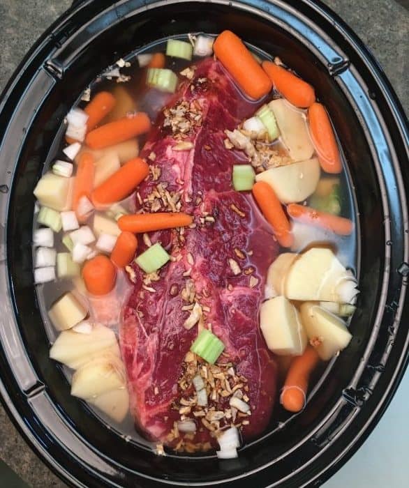 Slow Cooker Pot Roast is an easy recipe to fix for dinner. The delicious recipe, with plenty of seasoning, will feed a family of six with ease.