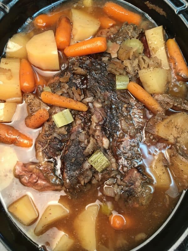 Slow Cooker Pot Roast is an easy recipe to fix for dinner. The delicious recipe, with plenty of seasoning, will feed a family of six with ease.