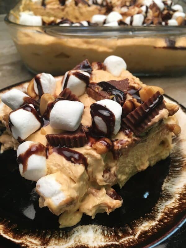 Reese's peanut butter cup dessert sitting on a plate