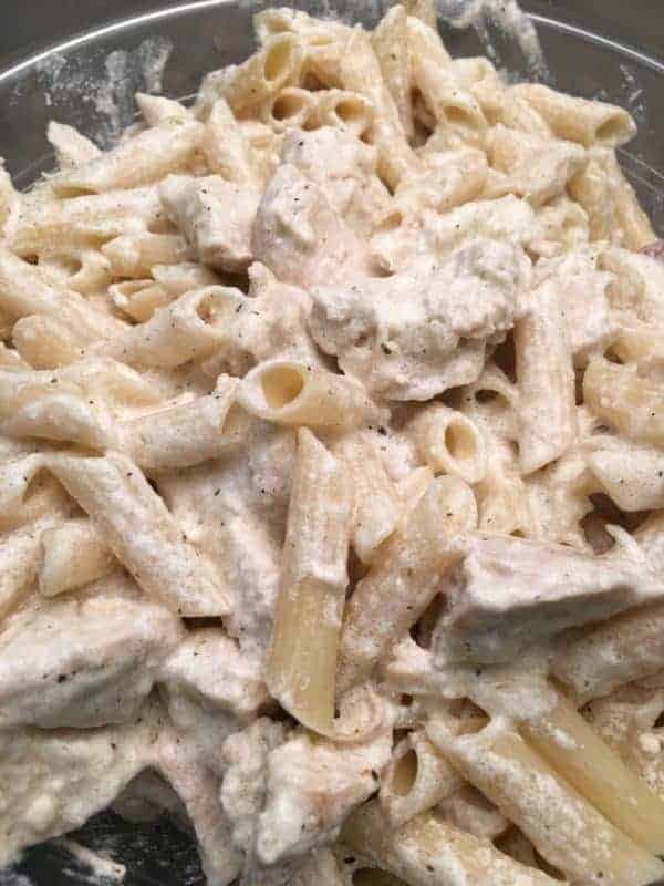 Chicken and Noodles with Homemade Alfredo Sauce is an easy meal to make for dinner. The delicious and cheesy homemade sauce is made with parmesan and cream cheese.