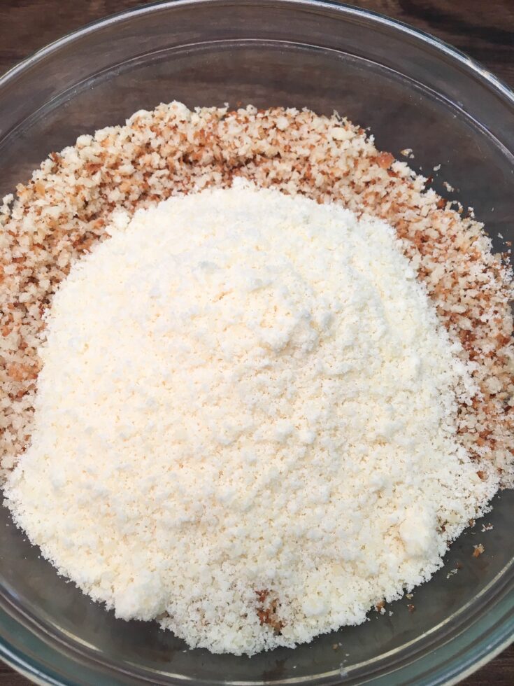 Parmesan cheese and Panko breadcrumbs