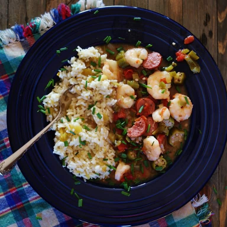 Easy Louisiana Gumbo with Green Chile Rice - A Southern Discourse