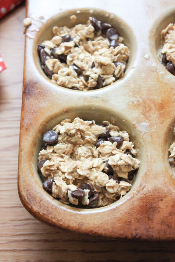 Oatmeal muffins in a muffin pan