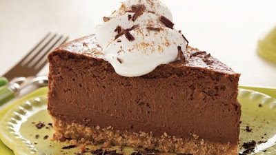 Chocolate Cheesecake on a plate.