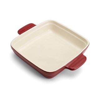 Pedrini Square Ceramic Baker (9 x 9-Inch, Red)