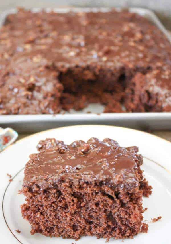 Texas chocolate sheet cake recipe is a delicious dessert. The cake is great for Christmas, potlucks, and parties.