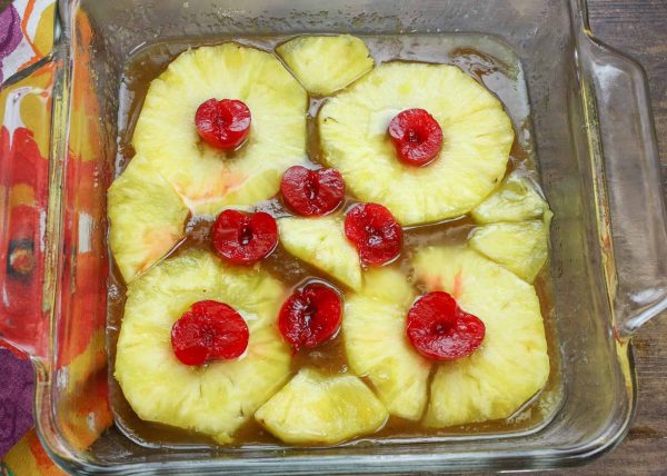 Delicious upside down pineapple cake from scratch.