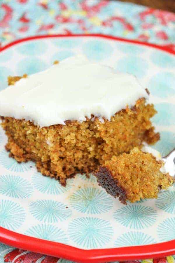 Carrot cake with cream cheese frosting is a delightful dessert.