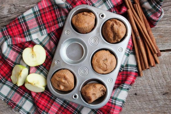 Picture of apple spice muffins in a muffin pan.