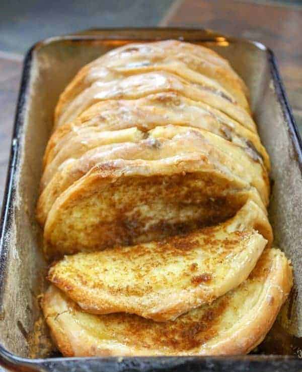 Picture of pumpkin pull apart bread in a glass dish.