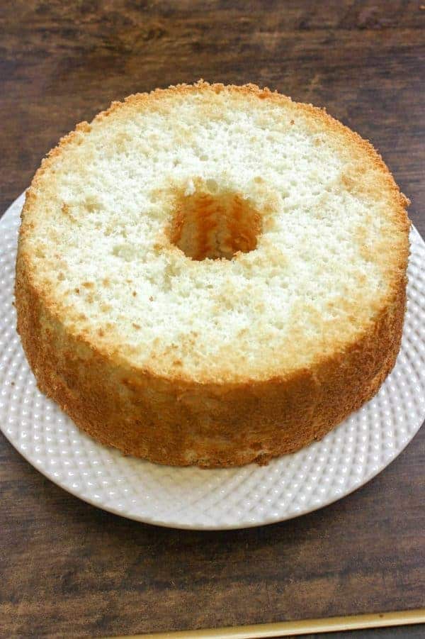 Picture of baked angel food cake.