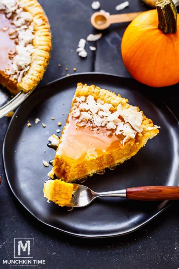 Picture of pumpkin pie on a plate